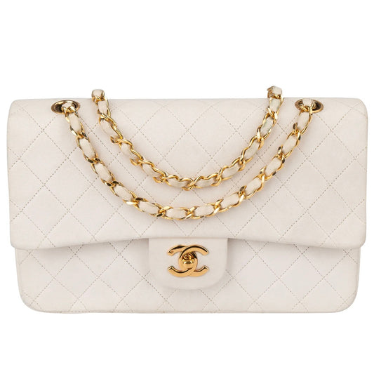 Chanel Quilted Lambskin 24K Gold Medium Double Flap Crossbody Bag