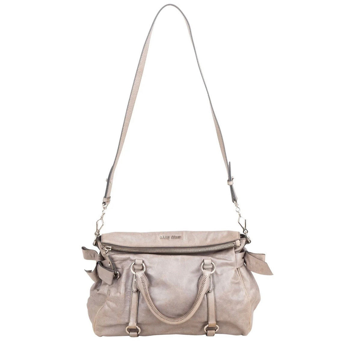 Miu Miu Vitello Lux Leather Bow Handbag