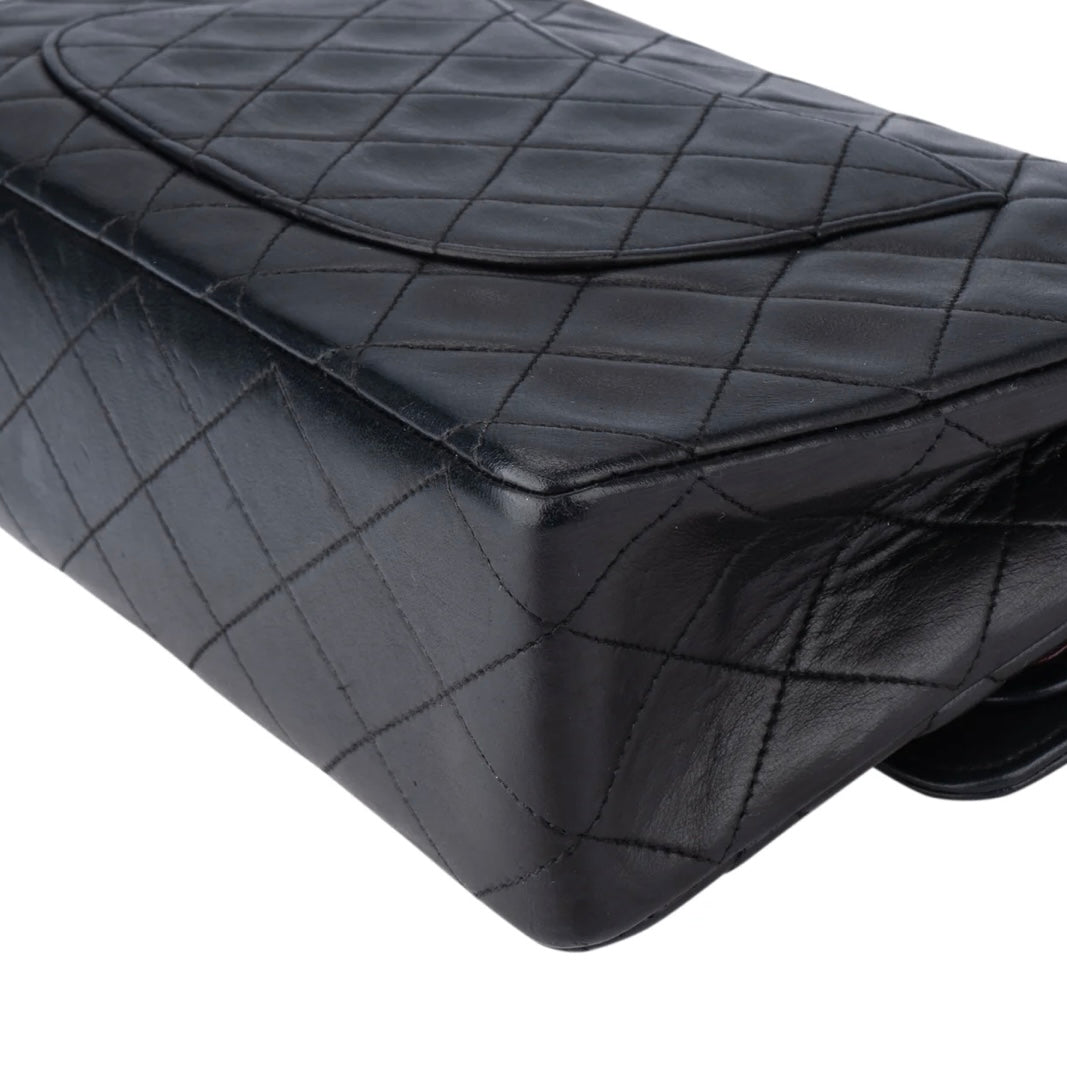 Chanel Quilted Lambskin 24K Gold Double Flap Crossbody Bag