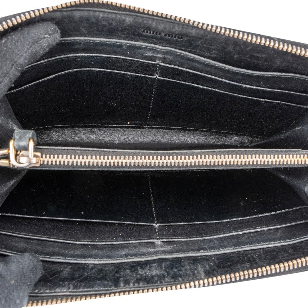 Miu Miu Crocodile Embossed Leather Zip Around Wallet