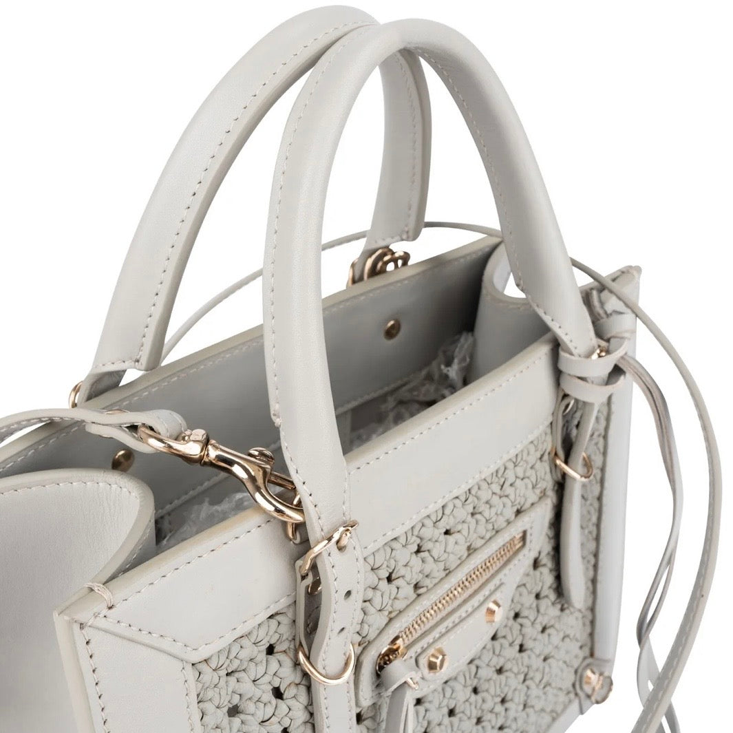 Balenciaga Woven Leather Classic City Square Tote Handbag