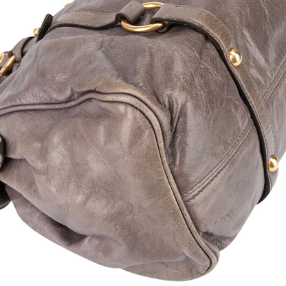 Miu Miu Grey Leather Lock Handbag
