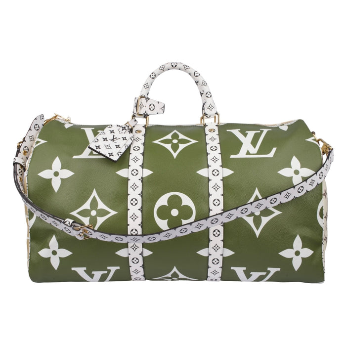 Louis Vuitton Khaki/White Limited Giant Monogram Keepall Bandouliere 50
