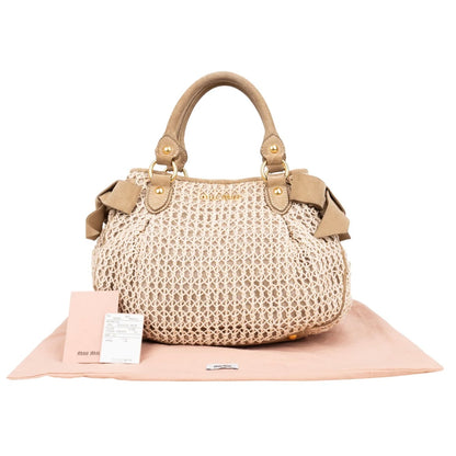 Miu Miu Suede and Crochet Bow City Handbag