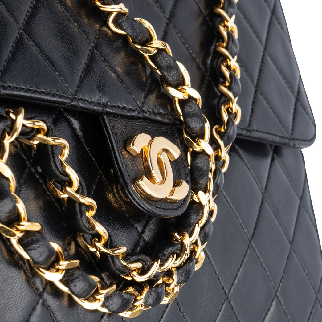 Chanel Quilted Lambskin 24K Gold Single Flap Shoulder Bag