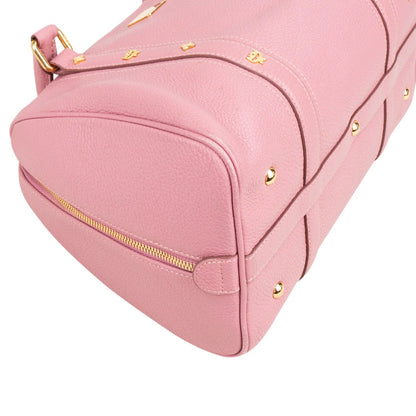 MCM Pebbled Leather Essential Studded Boston Handbag