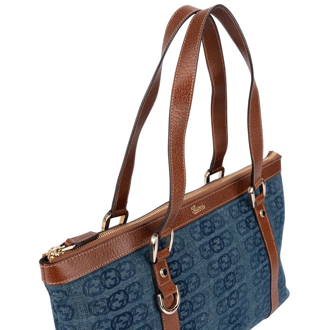 Gucci Monogram GG Denim Tote Abbey Handbag