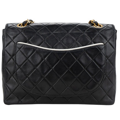 Chanel Quilted Lambskin 24K Gold Bicolor Single Flap Crossbody Bag