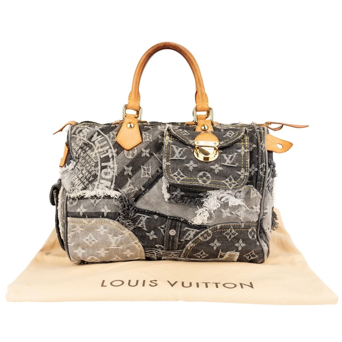 Louis Vuitton Limited Monogram Denim Patchwork Speedy 30 Handbag
