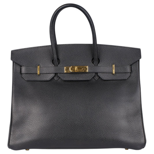 Hermès Black Leather Birkin 35 Handbag