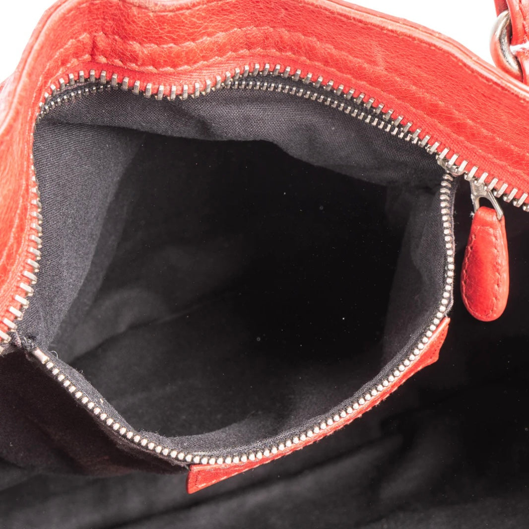 Balenciaga Red Leather The City Handbag