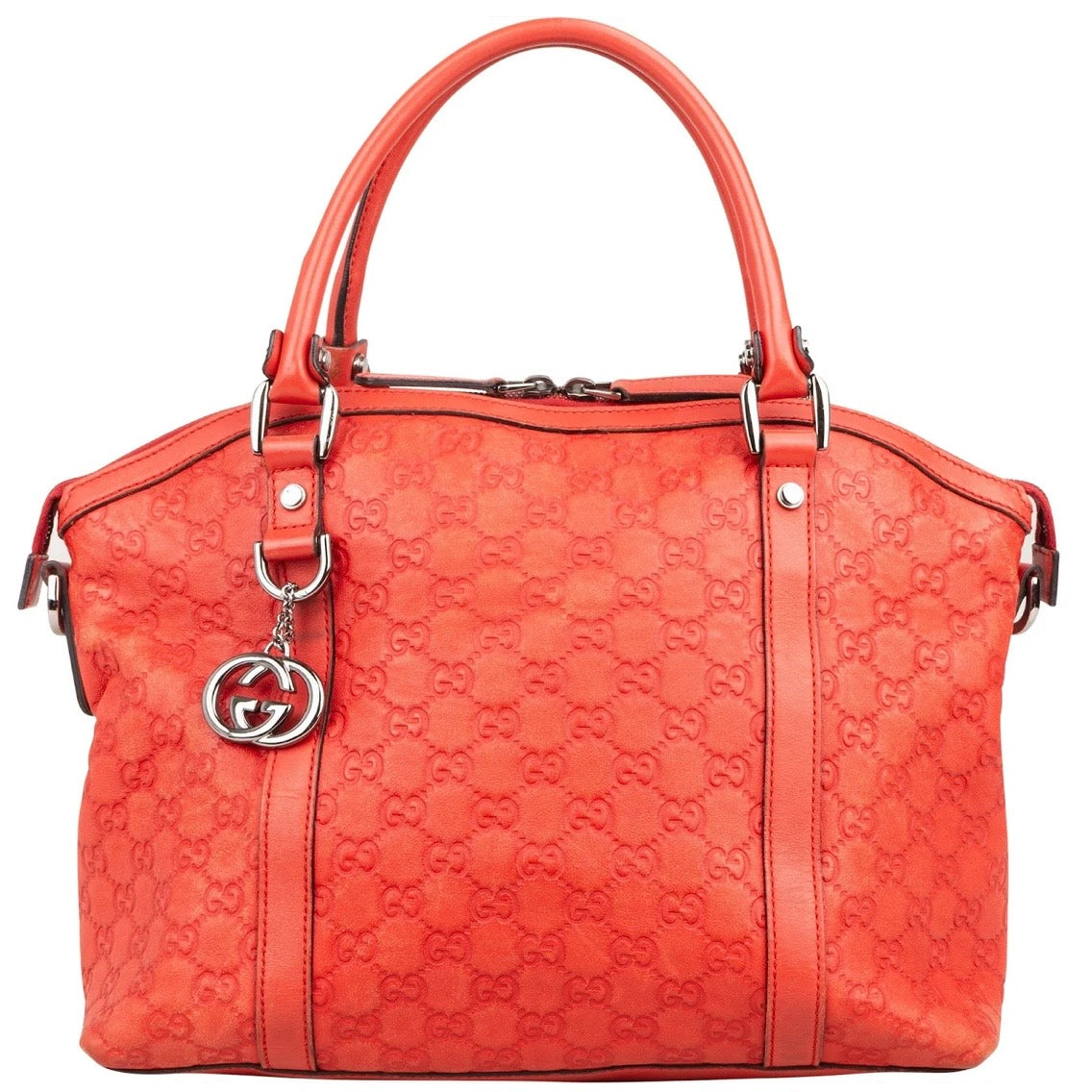 Gucci Red Guccissima Leather Sukey Top Handle Handbag