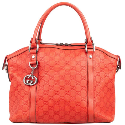 Gucci Red Guccissima Leather Sukey Top Handle Handbag