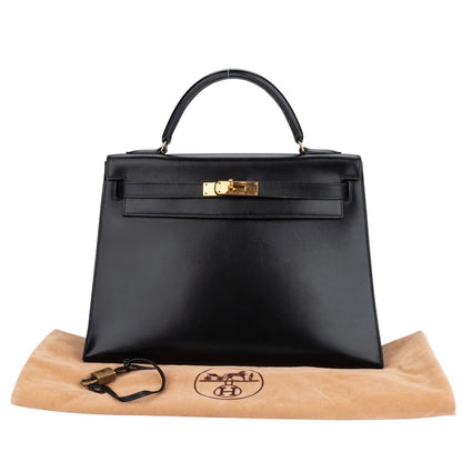 Hermès Noir Boxcalf Kelly 32 Handbag