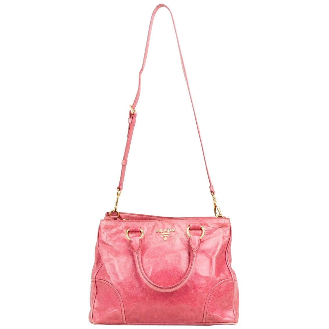 Prada Pink Vitello Lux Shine
Leather Tote Handbag