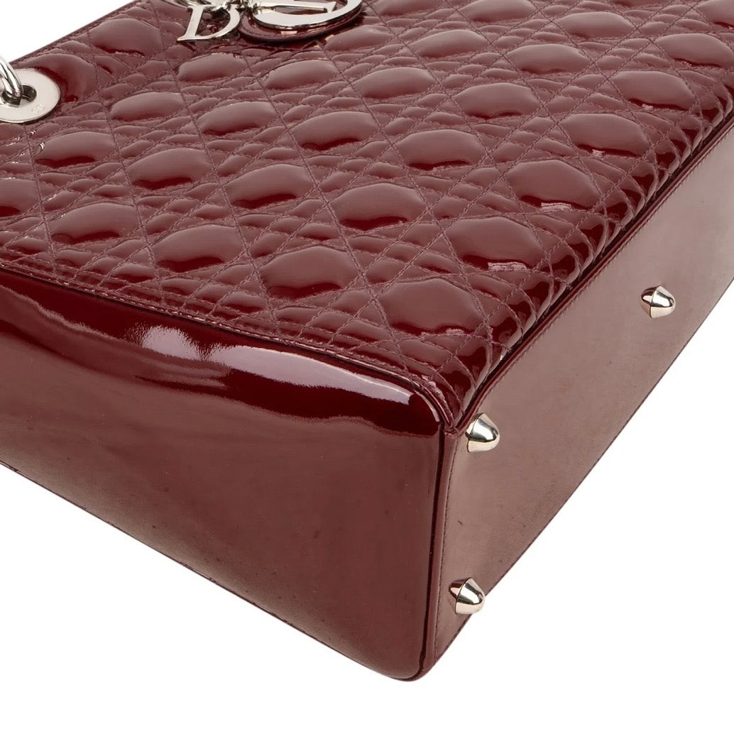 Christian Dior Quilted Patent Leather Lady Dior Handbag