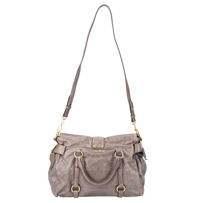 Miu Miu Grey Leather Lock Handbag