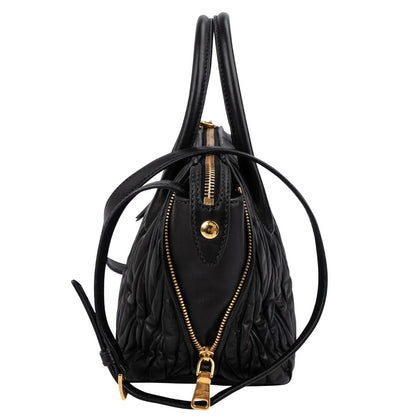 Miu Miu Black Quilted Nappa Leather Handbag