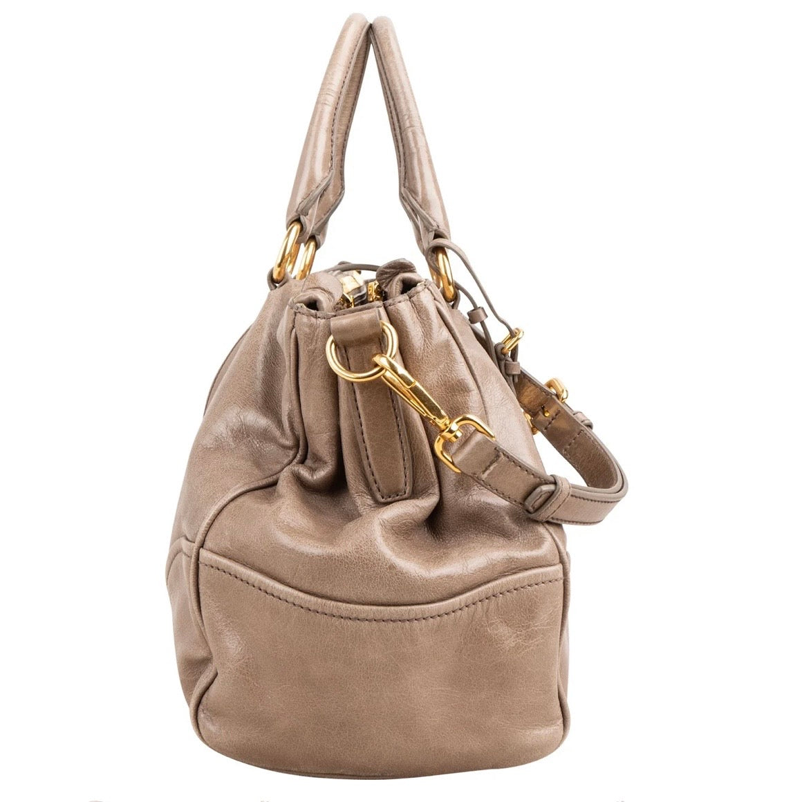 Prada Vitello Shine Leather Bauletto Handbag