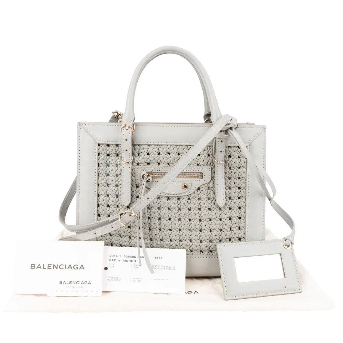 Balenciaga Woven Leather Classic City Square Tote Handbag