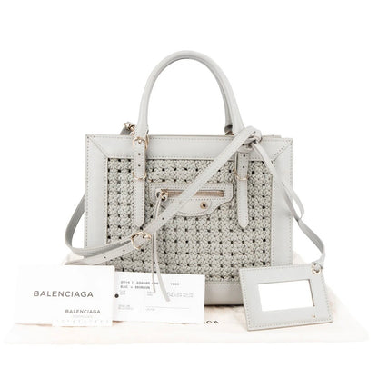 Balenciaga Woven Leather Classic City Square Tote Handbag