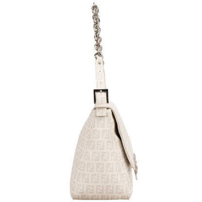 Fendi Zucchino Canvas Chain Baguette Mamma Shoulder Bag