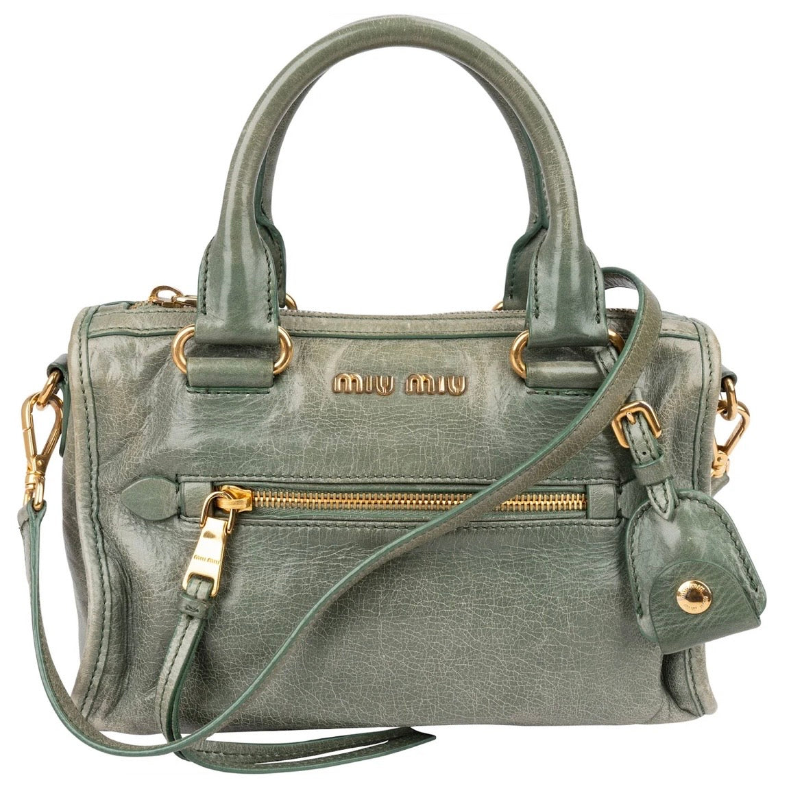 Miu Miu Vitello Shine Leather Mini Bauletto Handbag