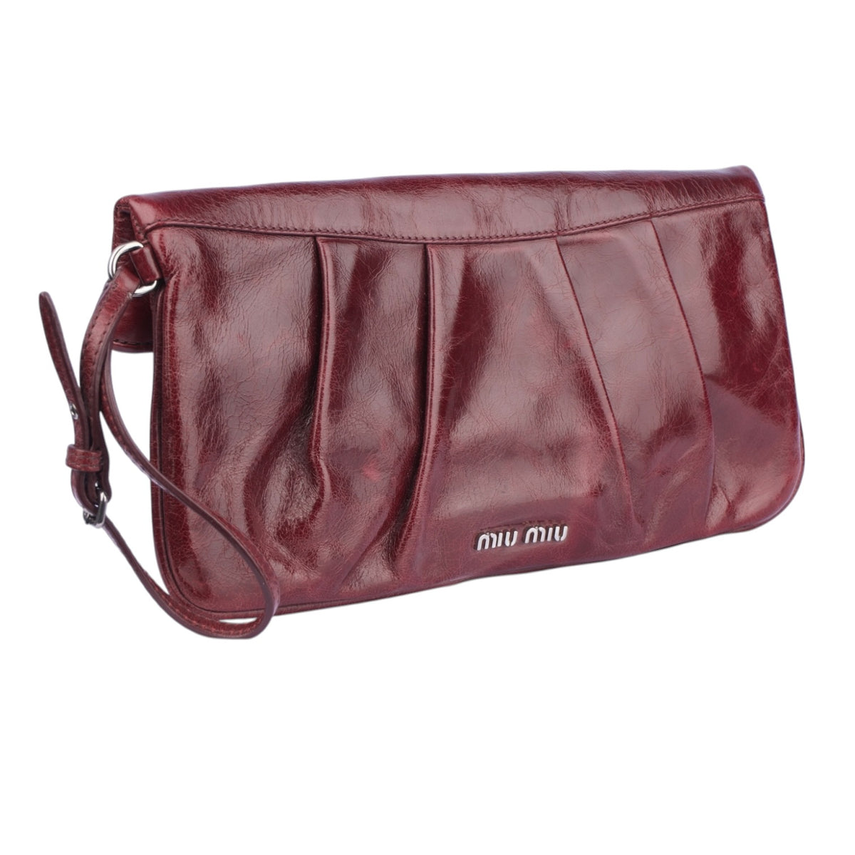 Miu Miu Bordeaux Leather Clutch Bag