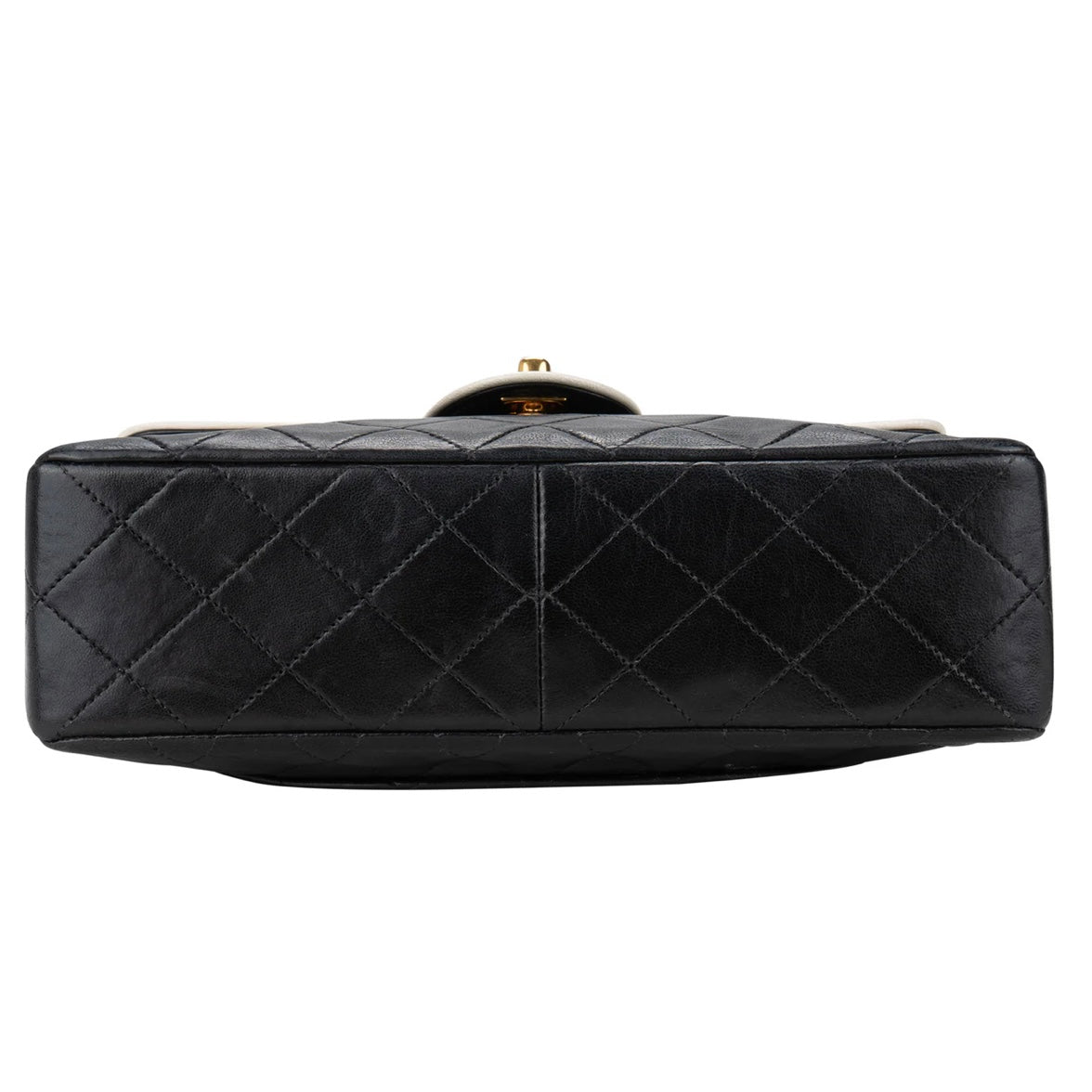 Chanel Quilted Lambskin 24K Gold Bicolor Single Flap Crossbody Bag