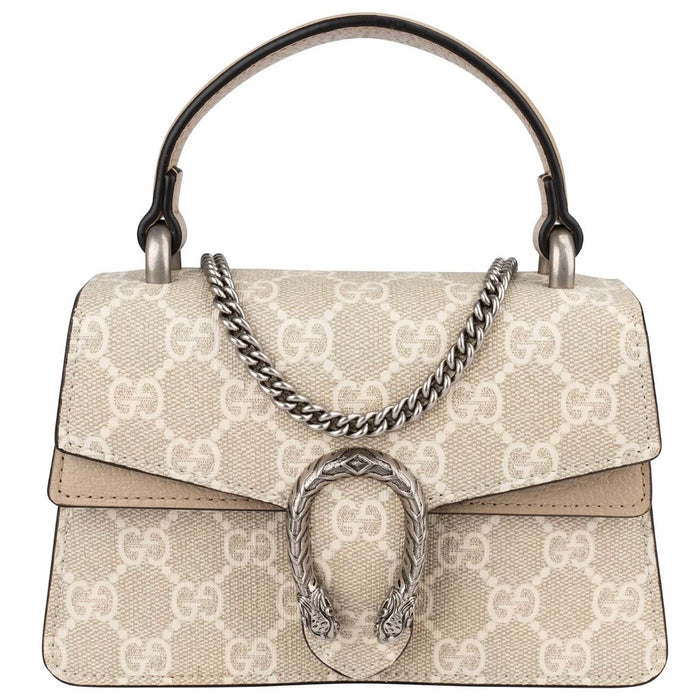 Gucci Monogram GG Supreme Dionysus Super Mini Top Handle Kelly Handbag