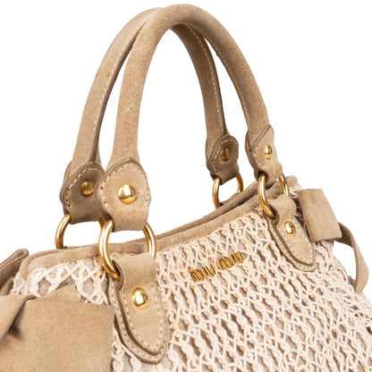 Miu Miu Suede and Crochet Bow City Handbag