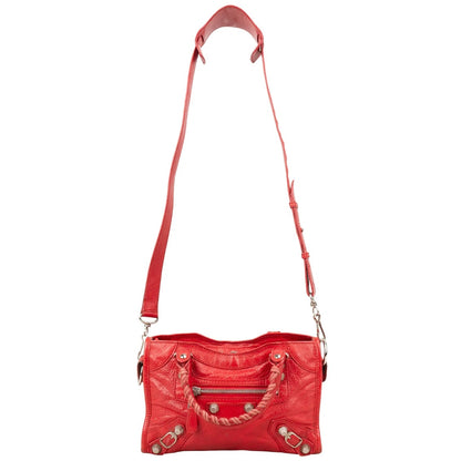 Balenciaga Red Leather Mini City Handbag