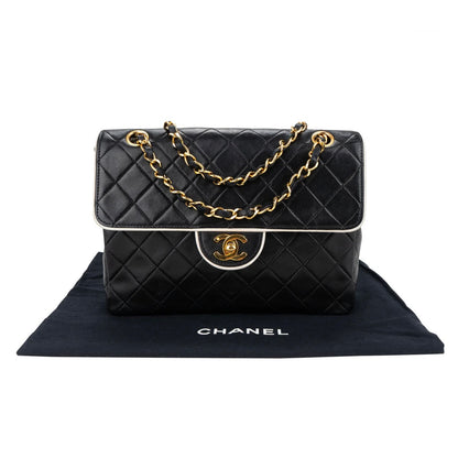 Chanel Quilted Lambskin 24K Gold Bicolor Single Flap Crossbody Bag