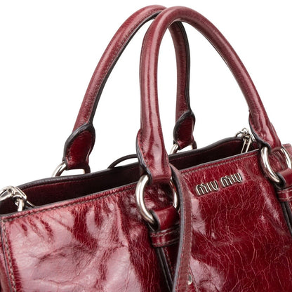 Miu Miu Vitello Lux Shine Leather Tote Buckle Handbag