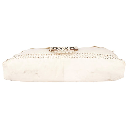 Fendi White Whipstitch Leather Shoulder Bag