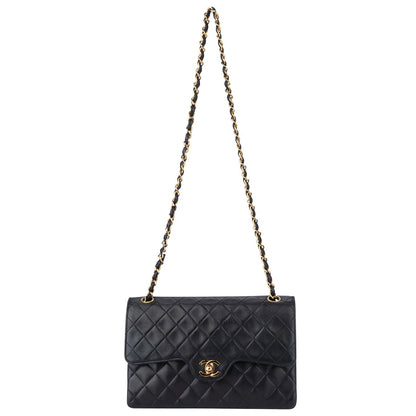 Chanel Quilted Lambskin 24K Gold Double Flap Crossbody Bag