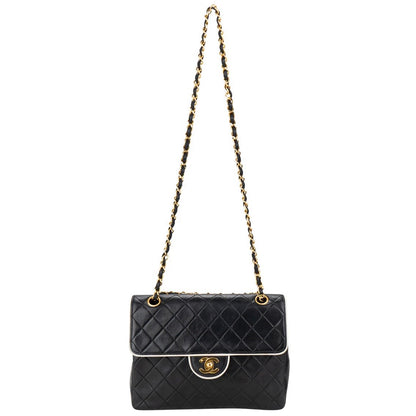 Chanel Quilted Lambskin 24K Gold Bicolor Single Flap Crossbody Bag