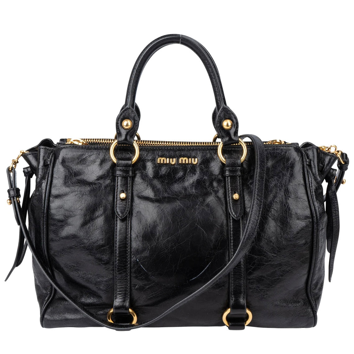 Miu Miu Black Leather City Handbag