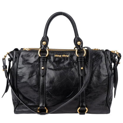 Miu Miu Black Leather City Handbag