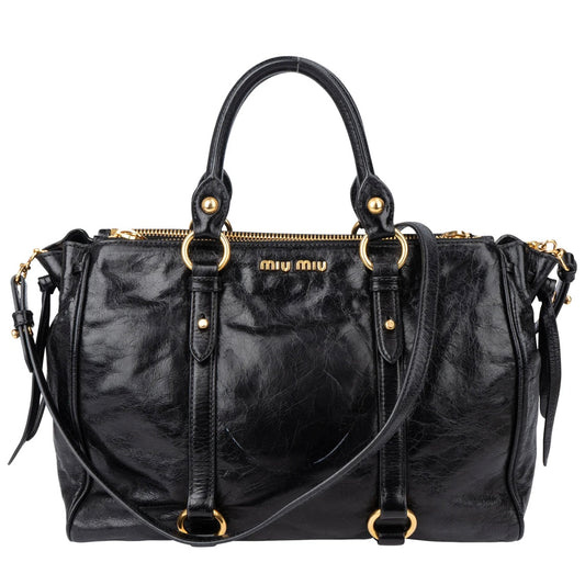 Miu Miu Black Leather City Handbag