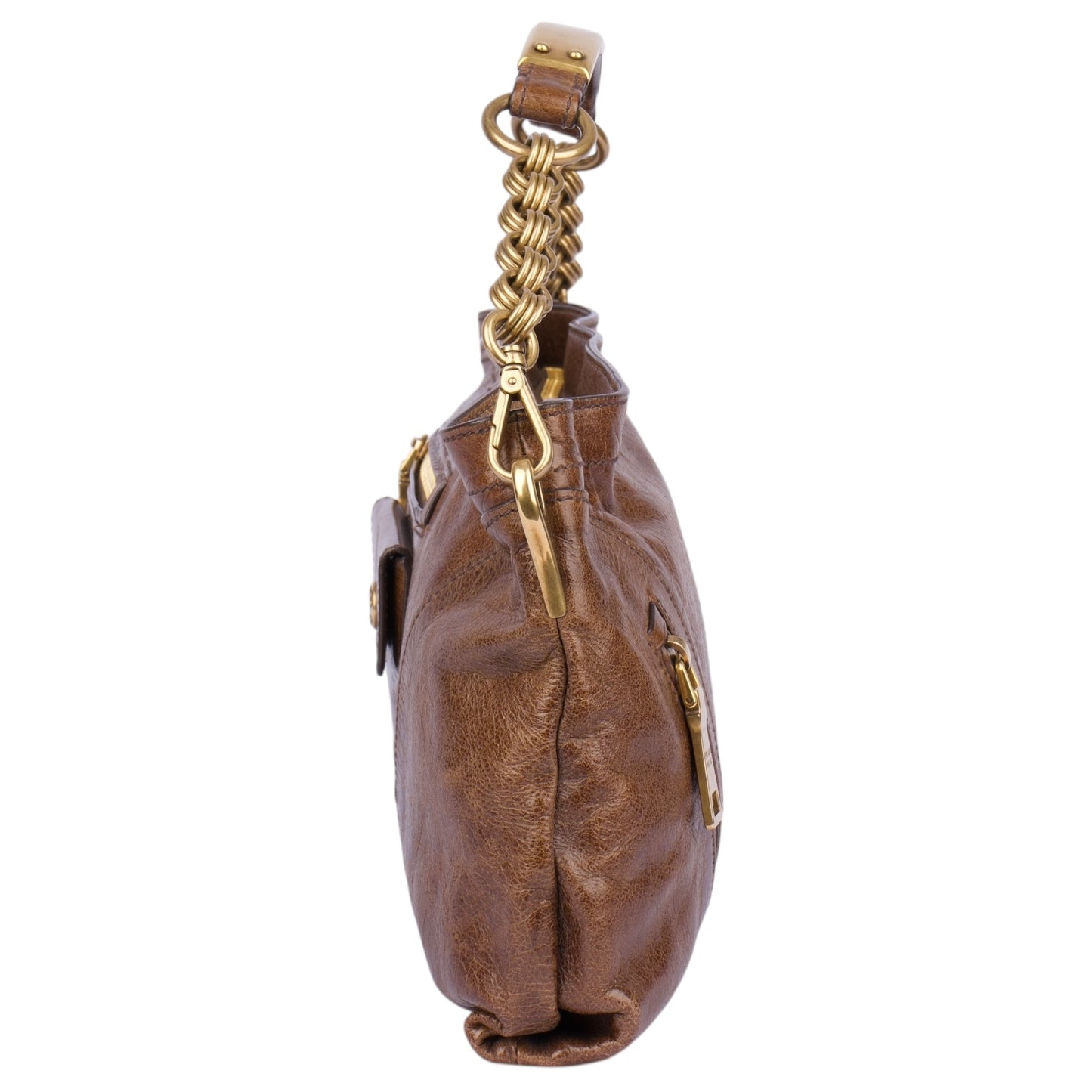 Prada Vitello Leather Shine Chain Shoulder Bag