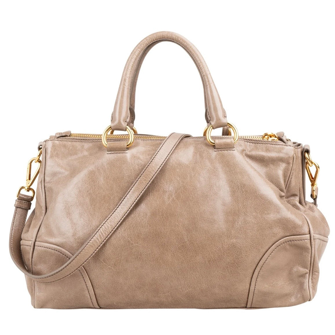 Prada Vitello Shine Leather Bauletto Handbag