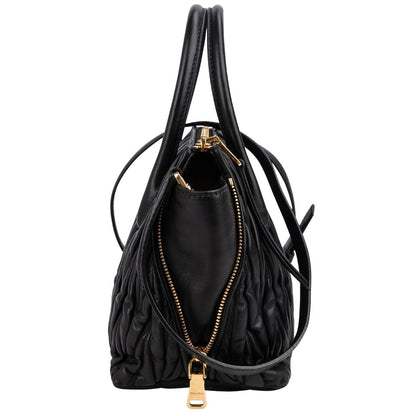 Miu Miu Black Quilted Nappa Leather Handbag