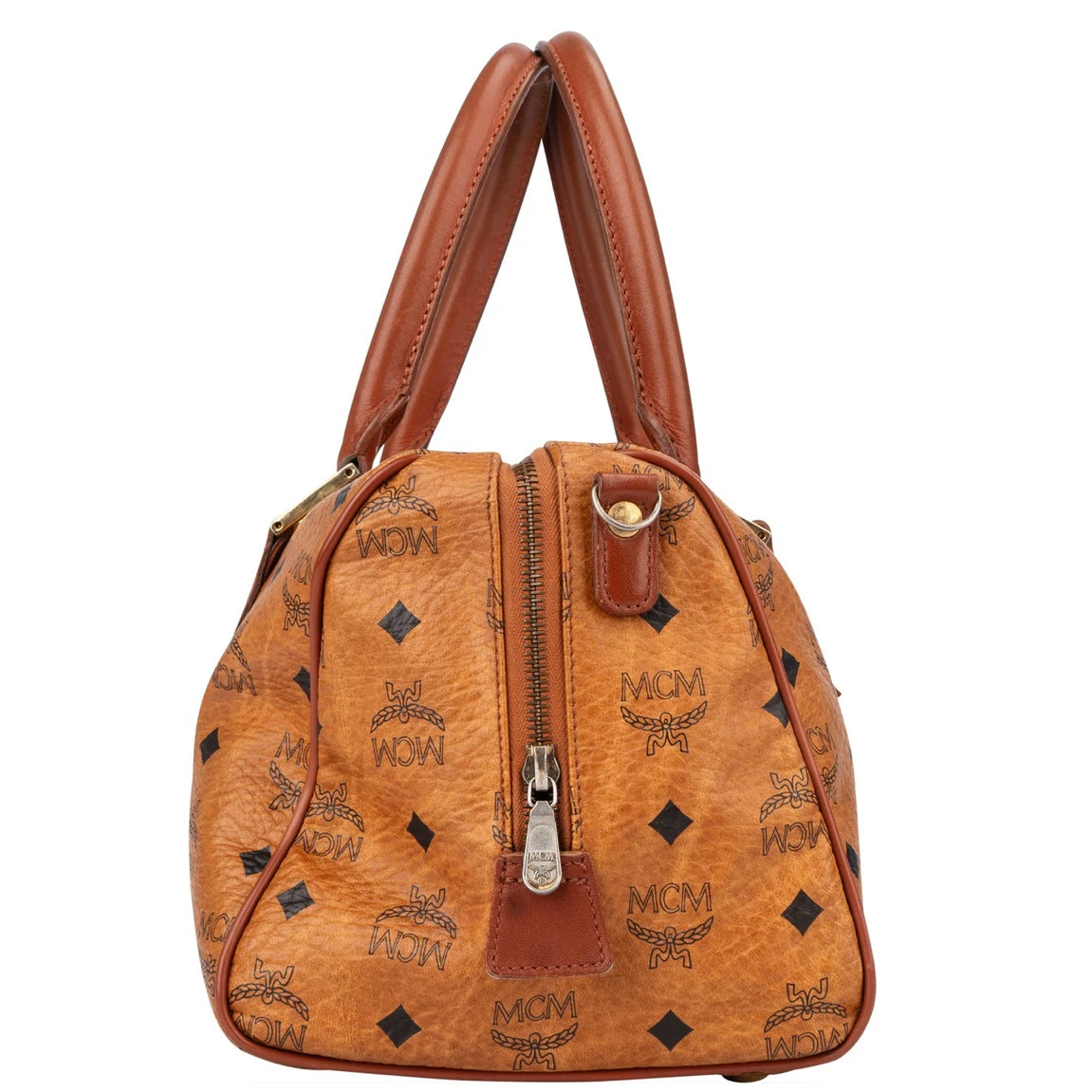 MCM Visetos Monogram Boston Handbag