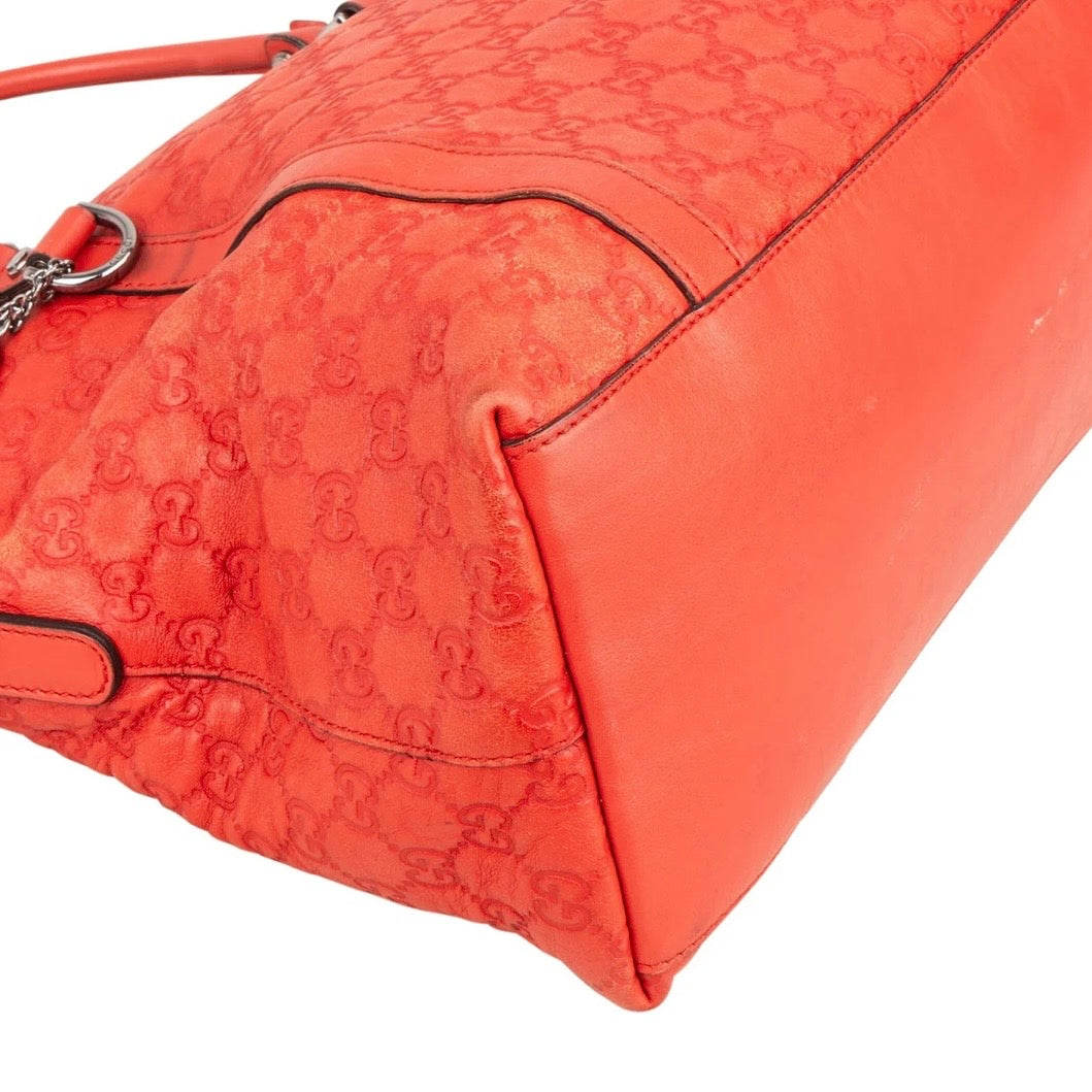Gucci Red Guccissima Leather Sukey Top Handle Handbag