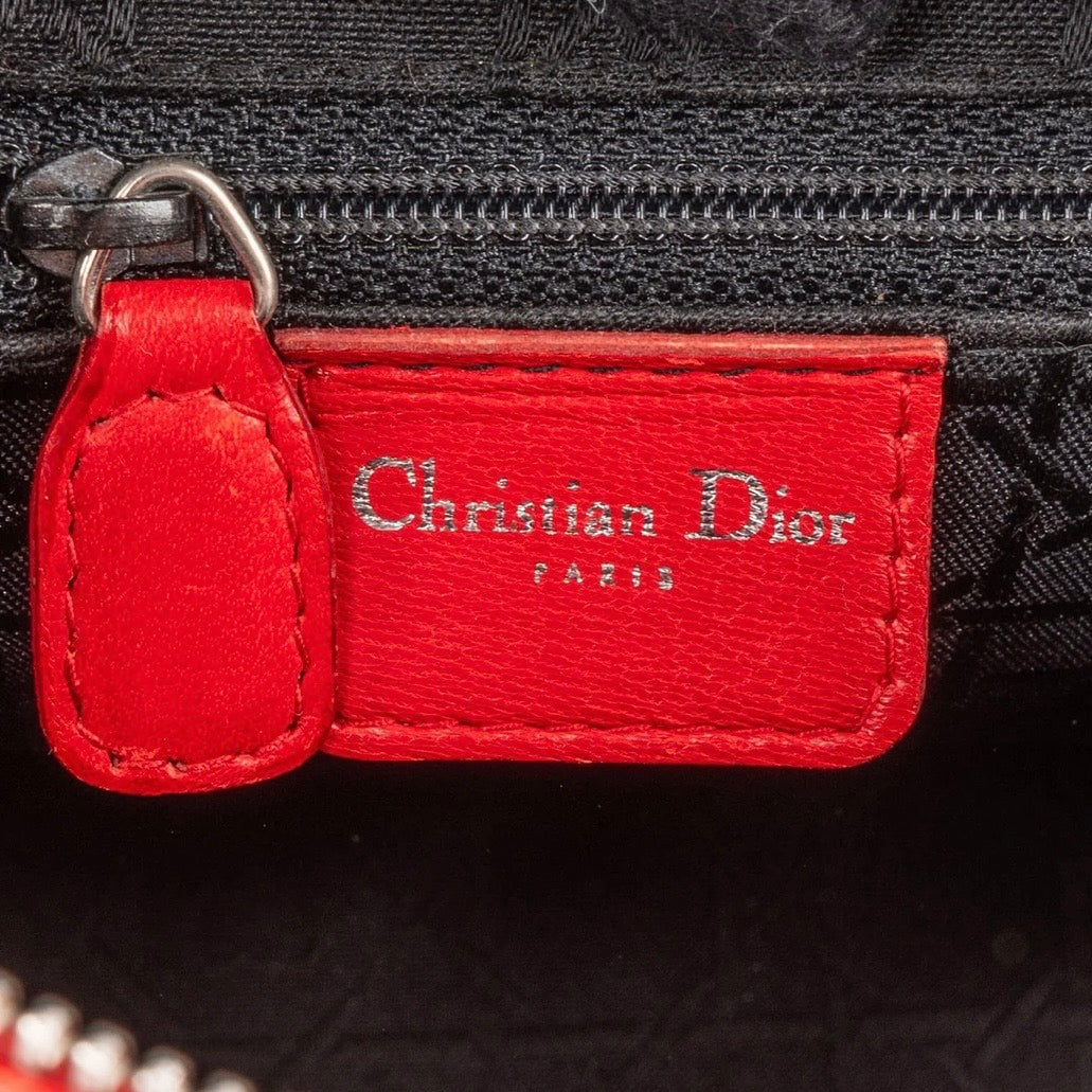 Christiann Dior Studded Cannage Lambskin Lady Dior Handbag