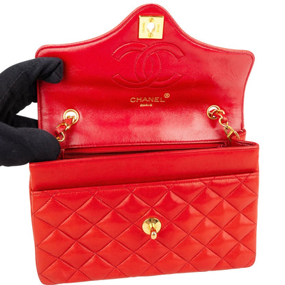 Chanel Quilted Lambskin 24K Gold Single Flap Crossbody Bag