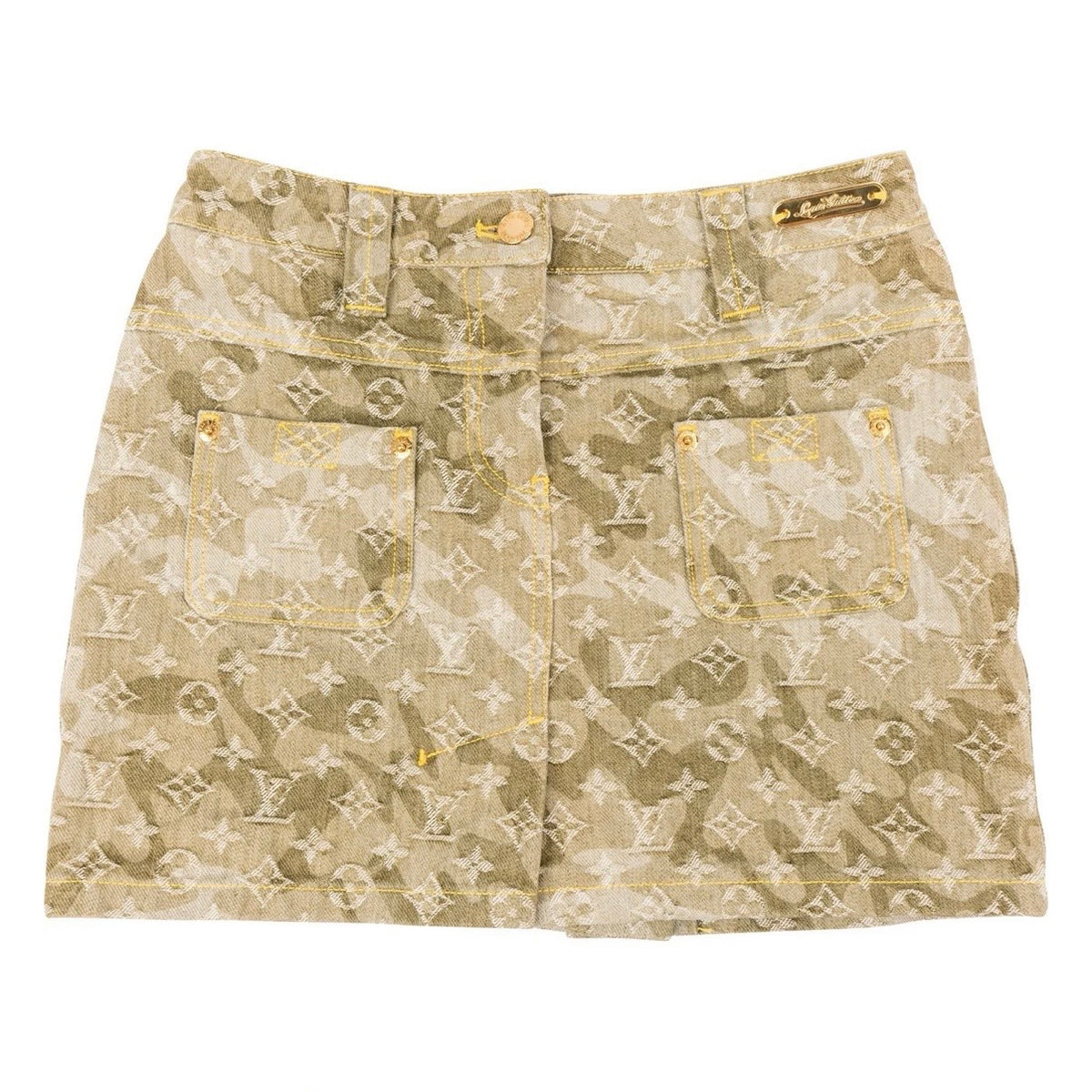 Louis Vuitton Beige Monogram Camouflage Denim Mini Skirt (FR34 / DE32)