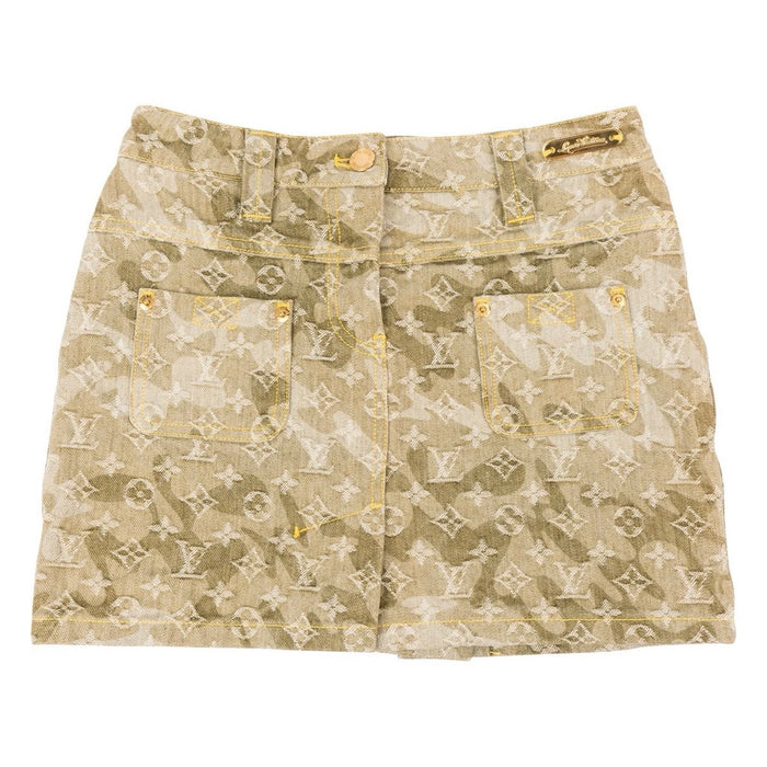 Louis Vuitton Beige Monogram Camouflage Denim Mini Skirt (FR34 / DE32)