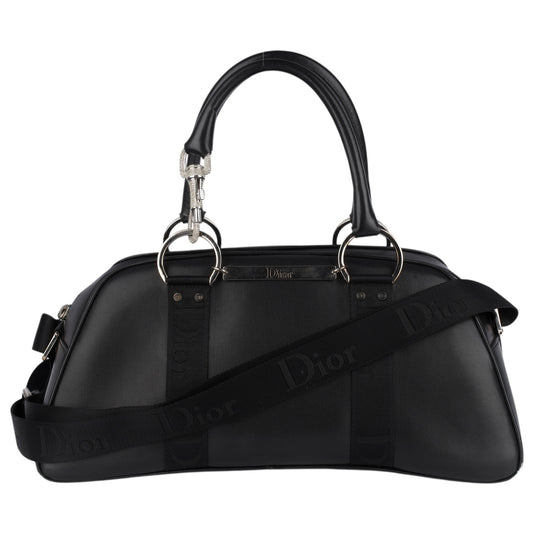 Christian Dior Black Crystal Hook Bowling Bag
